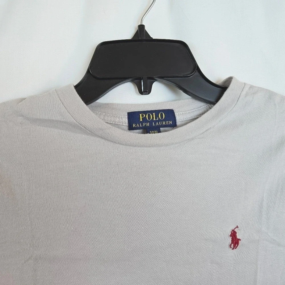 Polo‎ Ralph Lauren Boys Light Gray Crew Neck Short Sleeve Pony Logo Tee Small 8